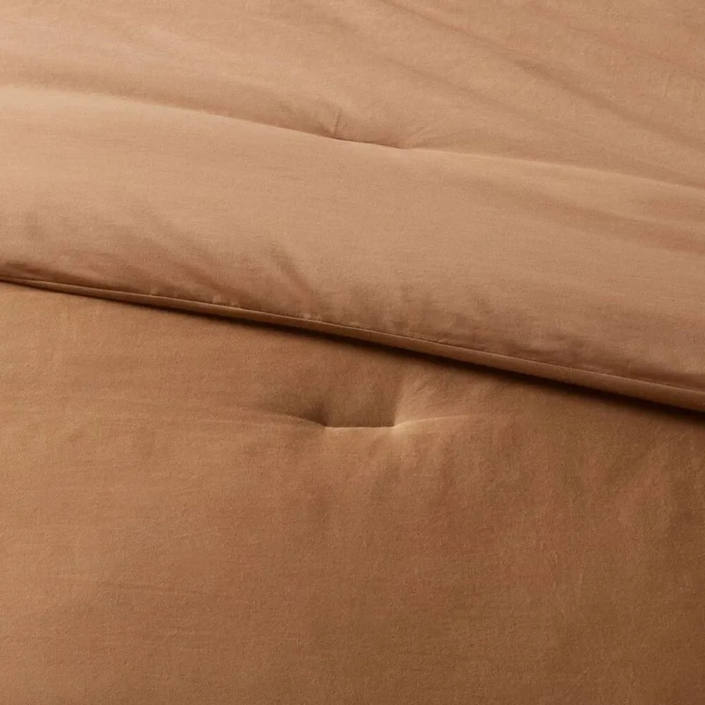 Twin/Twin XL 250TC Washed Cotton Sateen Comforter Set - Light Brown